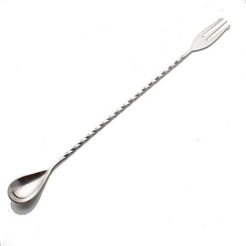  2 Pcs Mixing Bar Spoon 12 Inches 18/10 Stainless Steel Spiral Pattern Morphine Bartender Whiskey Cocktail Shaker Spoon