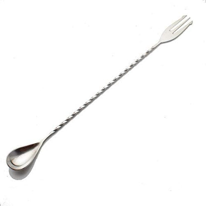  2 Pcs Mixing Bar Spoon 12 Inches 18/10 Stainless Steel Spiral Pattern Morphine Bartender Whiskey Cocktail Shaker Spoon