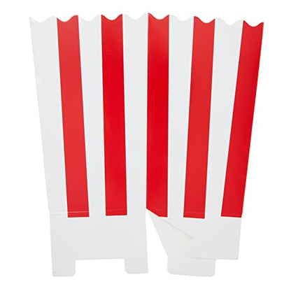  Set Of 100 Mini Popcorn Favor Boxes - 3x5 Snack Containers For Carnival Party Supplies, Movie Night, Birthdays, Red And White, 20 Ounce, 3.3 X 5.6 Inches