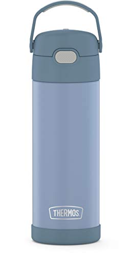 Thermos FUNTAINER 16 Ounce Stainless Steel Vacuum Insulated Bottle With Wide Spout Lid, Denim Blue
