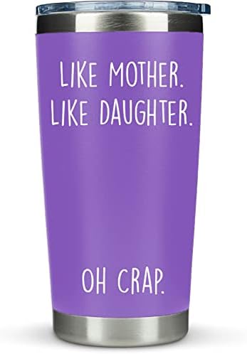 Mom Gifts From Daughter- Like Mother Like Daughter 20oz Coffee Travel Tumbler/Mug Purple - Funny Gift Idea For Mom, Mothers Day, Her, Unique, Best, Birthday, Presents