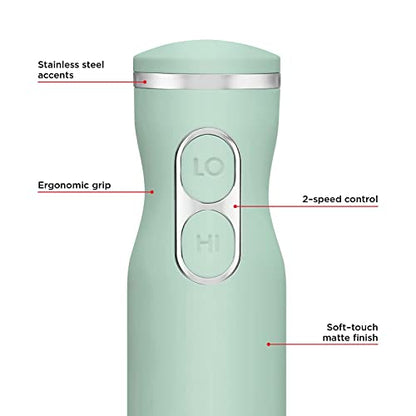  Immersion Stick Hand Blender With Stainless Steel Blades, Powerful Electric Ice Crushing 2-Speed Control Handheld Food Mixer, Purees, Smoothies, Shakes, Sauces & Soups, Sage