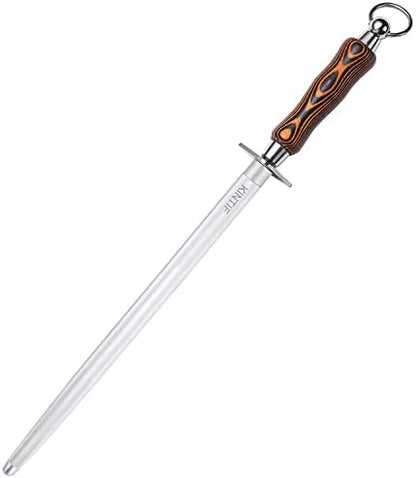  Sharpening Steel 10 Inch Professional Knife Sharpener Honing Rod, Fine Lines, High Hardness, Flat Knife Honing Steel