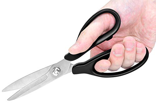  Seki Japan V.ROAD Heavy Duty Kitchen Scissors, Multifunctional Utility Shears, Stainless Steel Blade Black PP Soft Handle For Meat, Vegetable