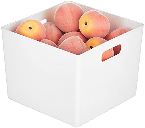  Plastic Stackable Kitchen Organizer - Storage Bin With Handles For Refrigerator, Freezer, Cabinet, And Pantry Shelves Organization - Food Container - Ligne Collection - Clear