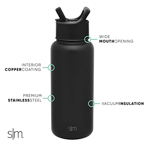  Water Bottle With Straw Lid Vacuum Insulated Stainless Steel Metal Thermos Bottles | Reusable Leak Proof BPA-Free Flask For Gym, Travel, Sports | Summit Collection | 32oz, Light Pink