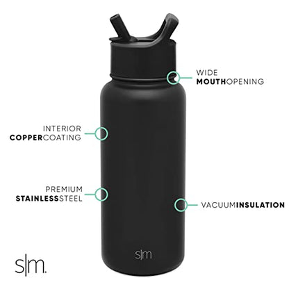  Water Bottle With Straw Lid Vacuum Insulated Stainless Steel Metal Thermos Bottles | Reusable Leak Proof BPA-Free Flask For Gym, Travel, Sports | Summit Collection | 32oz, Light Pink