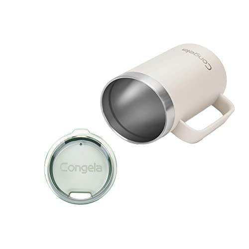  18oz 2Pack Stainless Steel Insulated Coffee Mugs With Handle, Vacuum Camping Tea Cups Set With Tritan Lid And Sand With Sage Color Combo(Cement+Desert Sage,18oz 2Pack)