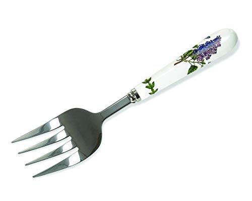  Botanic Garden Serving Fork | 9 Inch Serving Fork With Porcelain Handle | Features A Garden Lilac Motif | Made From Stainless Steel And Porcelain