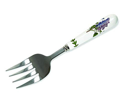  Botanic Garden Serving Fork | 9 Inch Serving Fork With Porcelain Handle | Features A Garden Lilac Motif | Made From Stainless Steel And Porcelain