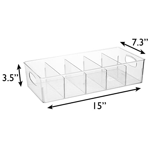  Plastic Pantry Organization And Storage Bins With Removable Dividers – XL Perfect Kitchen Organization Or Kitchen Storage – Refrigerator Organizer Bins, Cabinet Organizers, 2 Pack