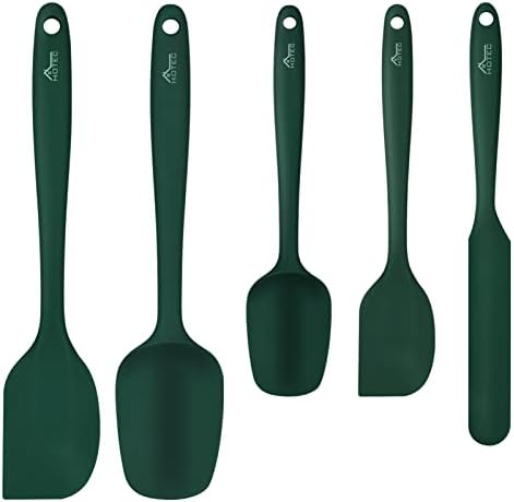  Food Grade Silicone Rubber Spatula Set For Kitchen Baking, Cooking, And Mixing High Heat Resistant Non Stick Dishwasher Safe BPA-Free Black Set Of 5