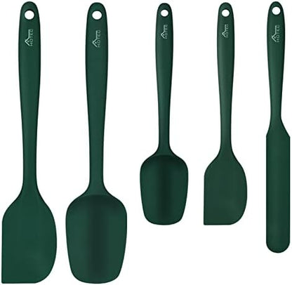  Food Grade Silicone Rubber Spatula Set For Kitchen Baking, Cooking, And Mixing High Heat Resistant Non Stick Dishwasher Safe BPA-Free Black Set Of 5