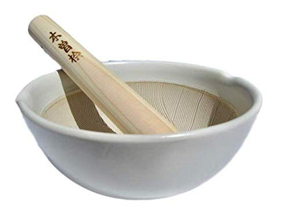  De In Japan Ripple Ridge Mortar And Pestle Suribachi & Surikogi Set 6.6 Inches For Both Right And Left Handed Ivory Authentic Mino Ware Pottery M88238