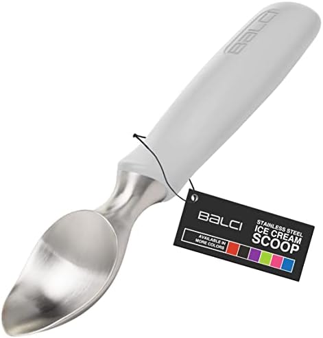  Ice Cream Scoop - Heavy Duty Stainless Steel Icecream Scooper With Non-Slip Rubber Grip - Professional Metal Ice-Cream Spade - Dishwasher Safe – Black