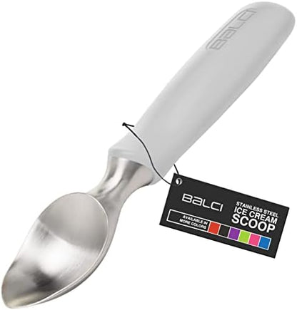  Ice Cream Scoop - Heavy Duty Stainless Steel Icecream Scooper With Non-Slip Rubber Grip - Professional Metal Ice-Cream Spade - Dishwasher Safe – Black