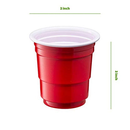  [300 Count] 2 Oz. Mini Plastic Shot Glasses - Red Disposable Jello Shot Cups