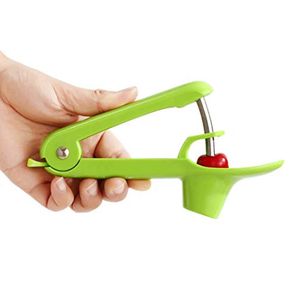  Cherry Pitter Tool, Cherry Corer Seed Remover Heavy-Duty Space-Saving Lock With Multipurpose Cleaning Brush For Make Fresh Cherry Dishes, Cherries Pie,Jam Cocktail (Green,2 PCS)