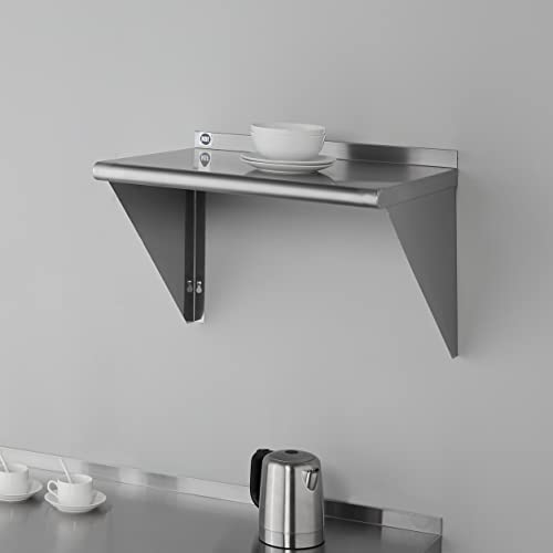  Rockpoint Stainless Steel Shelf 18 X 24 Inches, 320 Lb, NSF Commercial Wall Mount Floating Shelving For Restaurant, Kitchen, Home And Hotel, Silver (HX2022-18)