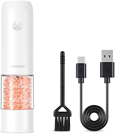  [Upgraded Larger Capacity] Electric Salt And Pepper Grinder Set Rechargeable With LED Lights - Stainless Steel Automatic Pepper Grinder And Salt Grinder Refillable With 6 Adjustable Coarseness