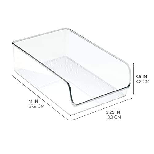  IDesign BPA-Free Plastic Freezer And Fridge Organization Bin For Kitchen, Fridge, Freezer, Pantry And Cabinet Organization, The Linus Collection – 11" X 7" X 3.5", Clear