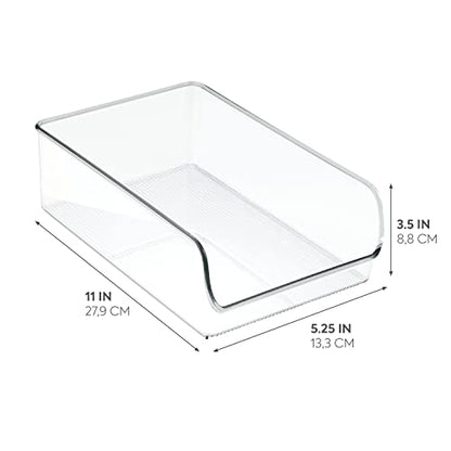  IDesign BPA-Free Plastic Freezer And Fridge Organization Bin For Kitchen, Fridge, Freezer, Pantry And Cabinet Organization, The Linus Collection – 11" X 7" X 3.5", Clear