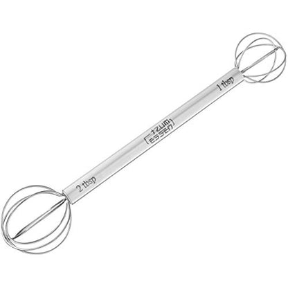  Measuring Mini Kitchen Whisk - 8" Double Headed Multi Function Miso Paste Ball Head Whisk & Mixer Muddler | 1-2 Tbsp