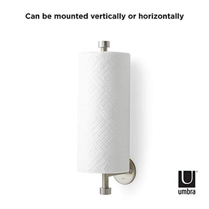 Umbra - 1009237-410 Cappa Paper Towel Holder – Modern Under Cabinet Or Wall Mount Dispenser (Horizontal Or Vertical), 14"L X 4"W X 2.6"H, Nickel