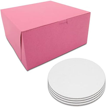  10 Inch Cake Box With Cake Boards Set 20pcs 10x10x5 Inches, Bakery Box With Window. Cheesecake Box, Cajas Pasteles For Cake, Disposable Cake Containers With Lids For Desserts, Cake Saver With Cover