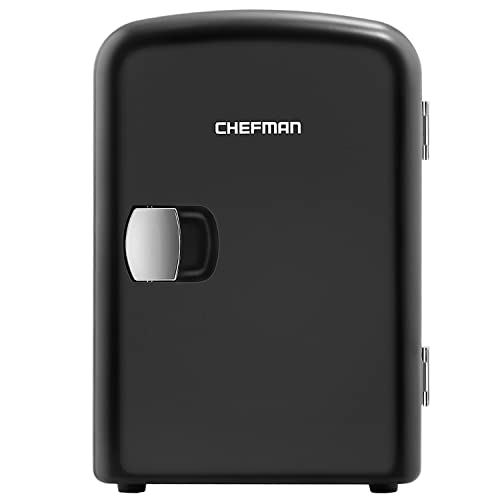  Mini Portable Black Personal Fridge Cools Or Heats And Provides Compact Storage For Skincare, Snacks, Or 6 12oz Cans W/A Lightweight 4-liter Capacity To Take On The Go