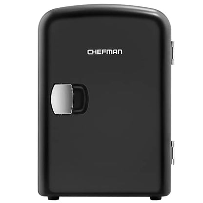  Mini Portable Black Personal Fridge Cools Or Heats And Provides Compact Storage For Skincare, Snacks, Or 6 12oz Cans W/A Lightweight 4-liter Capacity To Take On The Go