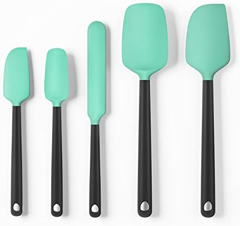  Silicone Spatula Set, G.a HOMEFAVOR Heat-Resistant Spatula - One Piece Seamless Design, Non-Stick Silicone With Reinforced Stainless Steel Core (6 Piece Set, Black)