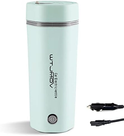  12V Car Electric Travel Kettle, Portable Electric Tea Coffee Kettle For 12V Car, Water Boiler & Heater Automatic Shut-Off (Light Green)