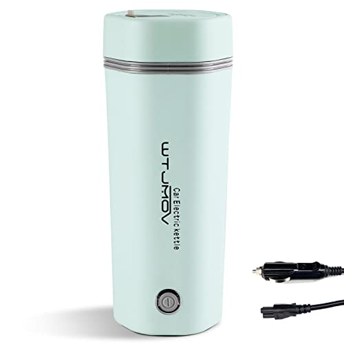  12V Car Electric Travel Kettle, Portable Electric Tea Coffee Kettle For 12V Car, Water Boiler & Heater Automatic Shut-Off (Light Green)