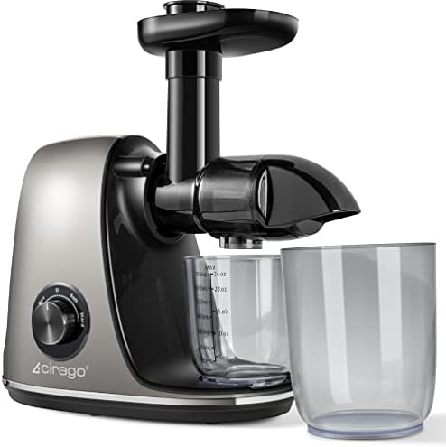 IRAGO Juicer Machines, Slow Masticating Juicer Extractor Two Speed Adjustment, Easy To Clean, Quiet Motor, Cold Press Juicer For Vegetables And Fruits, BPA-Free (Grey)