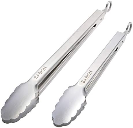  12” & 9” Locking Kitchen Tong Set, Stainless Steel