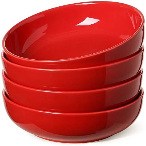  Pasta Bowls 45 OZ, Large Salad Bowls And Serving Bowls, Soup Bowl, Ceramic Pasta Plates - 8.5 Inch, Set Of 4, White