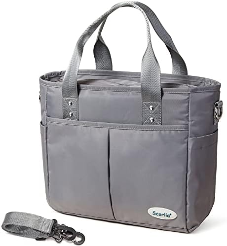  Insulated Lunch Bag, Extra Large Lunch Tote Bag With Removable Shoulder Strap, Durable Reusable Cooler Lunch Box Bag With Side Pockets, Tall Drinks Holder For Women Men Work, Black