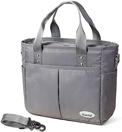  Insulated Lunch Bag, Extra Large Lunch Tote Bag With Removable Shoulder Strap, Durable Reusable Cooler Lunch Box Bag With Side Pockets, Tall Drinks Holder For Women Men Work, Black