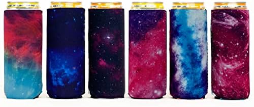  Axendale Tall Can Sleeve For Slim Can And Tall Beer Cans - Set Of 6 12oz Skinny Insulated Cooler Sleeves To Keep Drinks Cold - Compatible With Truly, Michelob Ultra, Seltzers, Redbull (Color Glitter)