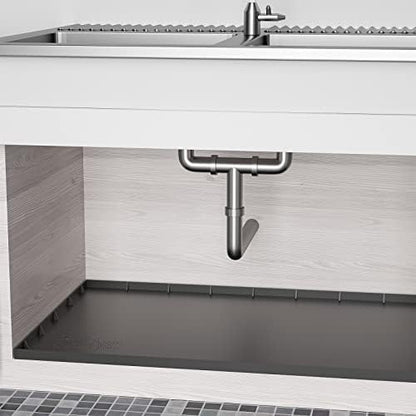  Under Sink Mat For 36" Cabinet, Holds Over 3.3 Gallons, Silicone Waterproof Mat, Under Sink Liner Sink Cabinet Protector For Water Drips, Leaks, Spills Gray 35x22.5 Inch