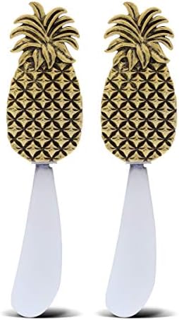  Gold Stainless Steel Dip & Cheese Spreader, Condiment & Butter Spreader Utensils For Appetizer Spread, Metal Cheese Spreaders Kitchen Set Of 2-4.85" - Flamingo