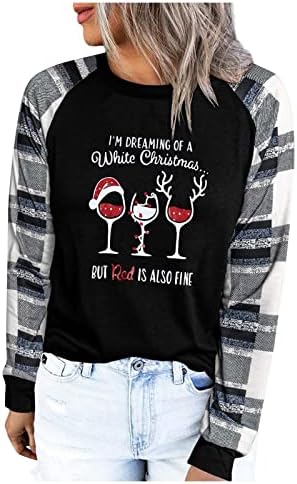  Womens Crewneck Sweatshirt Cute Plus Size Sweatshirts Long Sleeve Crew Neck Christmas Print Pullover Top Fall Clothes