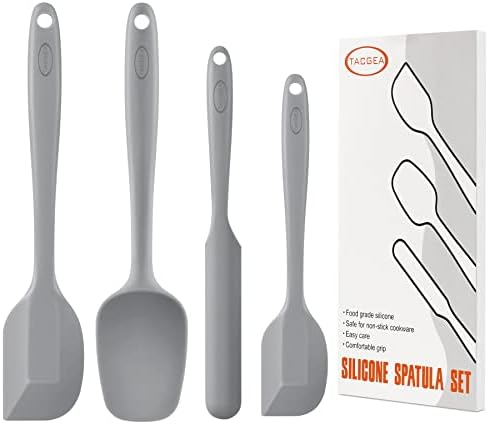  Silicone Spatula Set, Heat-Resistant Non-Stick One Piece Design Spatula For Cooking, Baking And Mixing, Dishwasher Safe, Set Of 4 Black