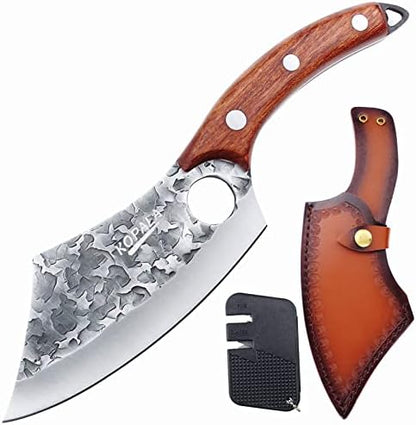  Original Kitchen Knife Cleaver/Boning Knives Forged Multipurpose Grilling Knife Carbon Steel With Leather Sheath