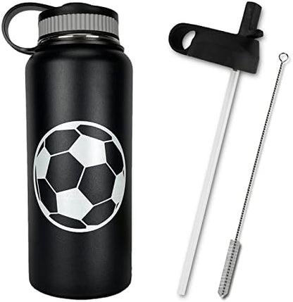  Water Bottle Baseball Softball Tumbler 32 Oz Gift For Mom Men Flask Sports Travel Waterbottle, Stainless Steel, Vacuum Insulated, Water Cold For 24, Hot For 12 Hours