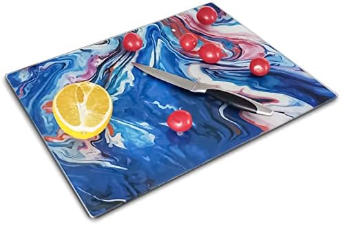  Glass Cutting Board, 16 * 12 Inch Set Of 1 Tempered Glass Cutting Board, Decorative Square Marble Chopping Board For Kitchen, Scratch, Heat, Shatter Resistant Cutting Mat (Mosaic)