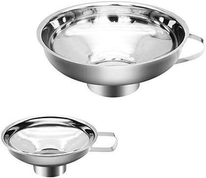  Stainless Steel Canning Funnel, Wide Mouth Jar Funnel With Handle For Wide And Regular Mouth Jars, Food Grade Metal Jam Funnel, 5.5-Inch Large Kitchen Funnels By HOXHA