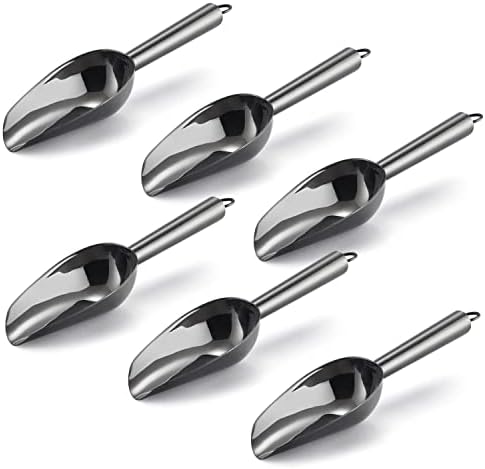  Mini Scoop, E-far 3 Ounce Stainless Steel Kitchen Utility Scoops, Ideal For Candy/Ice Cube/Flour/Sugar/Coffee Bean/Protein Powder, Food Grade & Anti Rust, Easy Clean & Dishwasher Safe (4 Pack)