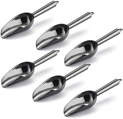  Mini Scoop, E-far 3 Ounce Stainless Steel Kitchen Utility Scoops, Ideal For Candy/Ice Cube/Flour/Sugar/Coffee Bean/Protein Powder, Food Grade & Anti Rust, Easy Clean & Dishwasher Safe (4 Pack)